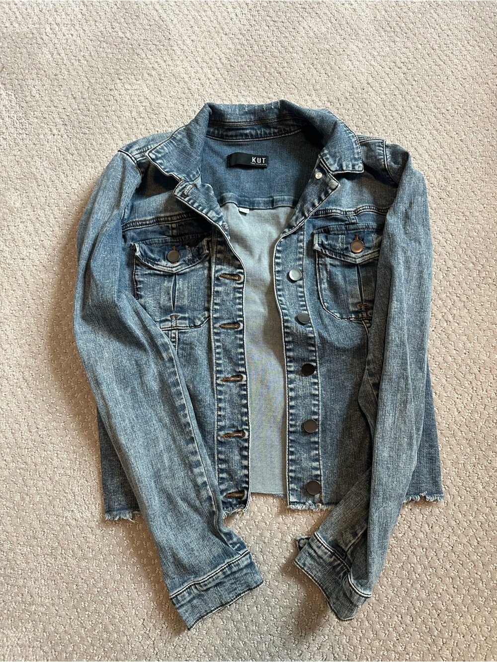 Kut from the Kloth Washed Denim Jacket in Blue